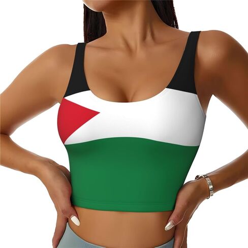 Palestine flag1 Print Sports Bras for Women,Racerback Running Bra Workout Crop Tank Tops Longline Sports Bra Push up in Saudi Arabia