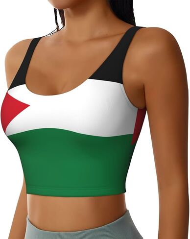 Palestine flag1 Print Sports Bras for Women,Racerback Running Bra Workout Crop Tank Tops Longline Sports Bra Push up in Saudi Arabia
