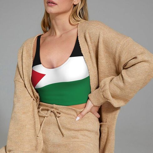 Palestine flag1 Print Sports Bras for Women,Racerback Running Bra Workout Crop Tank Tops Longline Sports Bra Push up in Saudi Arabia