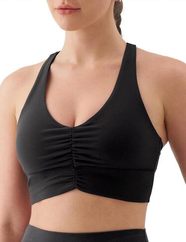 K-Swiss Ruched Longline Sports Bras for Women - Racerback V Neck Padded Yoga Tank Wide Straps Crop Tops in Saudi Arabia