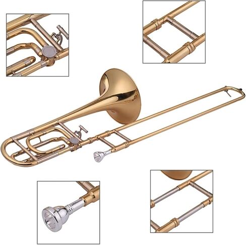 الترومبون القياسي Bb Tenor Slide للاعبين المتوسطين، الترومبون النحاسي المسطح B مع ملحق F، لمسة نهائية من طلاء النحاس in Saudi Arabia