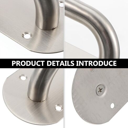 Cabilock Stainless Steel Door Handle Pull with Oval Knob Plate Commercial Security Door Pull Bar Silver Finish in Saudi Arabia