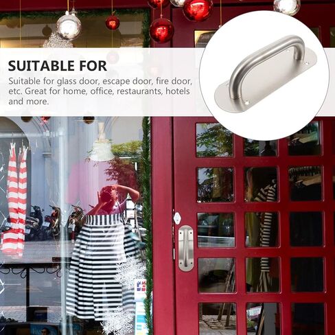 Cabilock Stainless Steel Door Handle Pull with Oval Knob Plate Commercial Security Door Pull Bar Silver Finish in Saudi Arabia