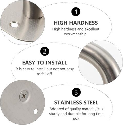 Cabilock Stainless Steel Door Handle Pull with Oval Knob Plate Commercial Security Door Pull Bar Silver Finish in Saudi Arabia