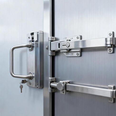 مجموعة قفل باب الفريزر، قضيب دفع 3.9 بوصة، من الفولاذ المقاوم للصدأ، مقبض in Kuwait