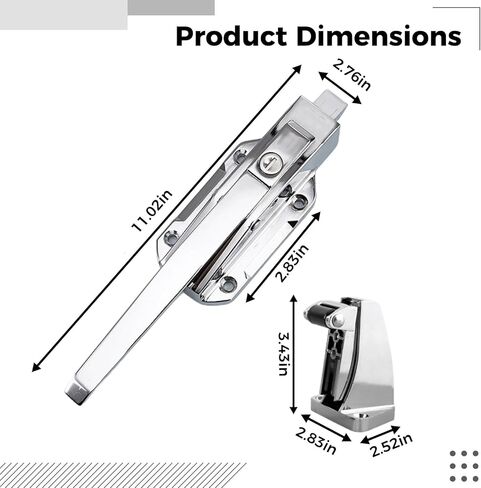 مجموعة قفل باب الفريزر، قضيب دفع 3.9 بوصة، من الفولاذ المقاوم للصدأ، مقبض in Kuwait