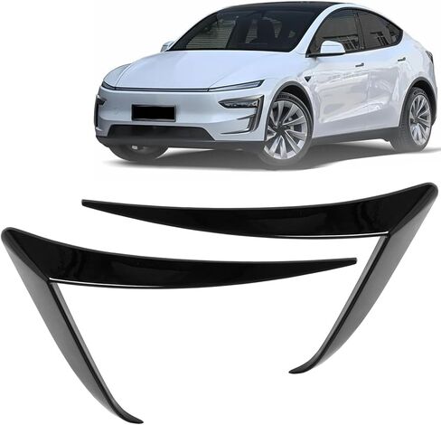 غطاء الكسوة الأمامي لضوء الضباب لطراز Tesla Y ملحقات سبويلر الحواجب إطار مصباح الضباب حافة الشفرة متوافق مع 2019 2020 2021 2022 Model Y (ألياف الكربون اللامعة ABS) in Kuwait