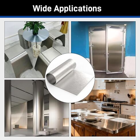 430 صفائح معدنية من الفولاذ المقاوم للصدأ 96 × 48 بوصة 24GA لوحة صفائح معدنية #4 لمسة نهائية مصقولة مع طبقة واقية للجدار، شاحنة الطعام، المطعم، المطبخ، الأرضية، المقطورة، المرآب، الحرف اليدوية in Kuwait