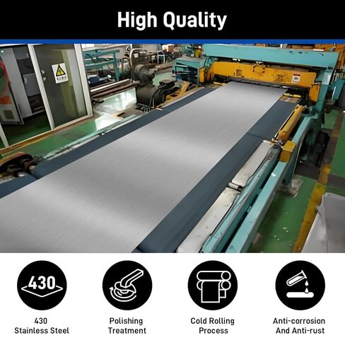 430 صفائح معدنية من الفولاذ المقاوم للصدأ 96 × 48 بوصة 24GA لوحة صفائح معدنية #4 لمسة نهائية مصقولة مع طبقة واقية للجدار، شاحنة الطعام، المطعم، المطبخ، الأرضية، المقطورة، المرآب، الحرف اليدوية in Kuwait