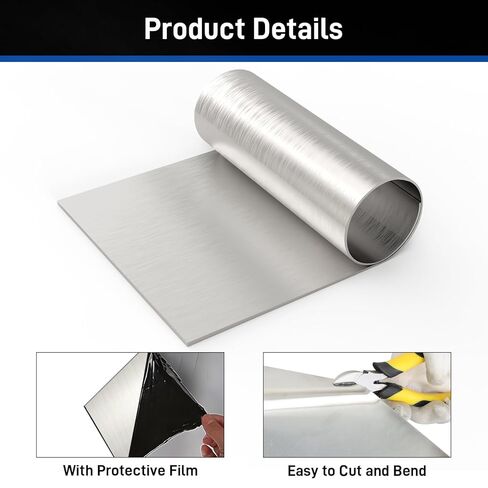 430 Stainless Steel Sheet Metal 96 x 48 Inch 24GA Metal Sheet Panel #4 Brushed Finish with Protective Film for Wall, Food Truck, Restaurant, Kitchen, Floor, Trailer, Garage, Crafting in Saudi Arabia