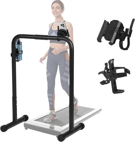 Walking Pad Handle Bar Attachment, Adjustable Treadmill Handrail Stand with Non-Slip Rubber Feet, Easy Assembly Safety Support for Under Desk Walking Pad, Home Office & Gym Use in Saudi Arabia