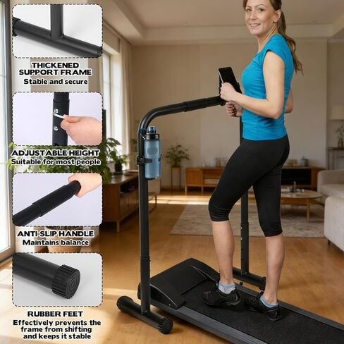 Walking Pad Handle Bar Attachment, Adjustable Treadmill Handrail Stand with Non-Slip Rubber Feet, Easy Assembly Safety Support for Under Desk Walking Pad, Home Office & Gym Use in Saudi Arabia