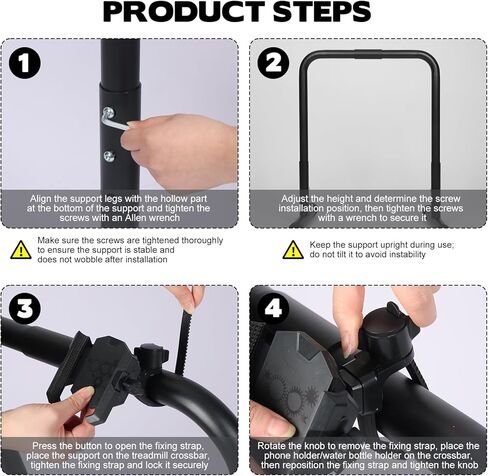 Walking Pad Handle Bar Attachment, Adjustable Treadmill Handrail Stand with Non-Slip Rubber Feet, Easy Assembly Safety Support for Under Desk Walking Pad, Home Office & Gym Use in Saudi Arabia