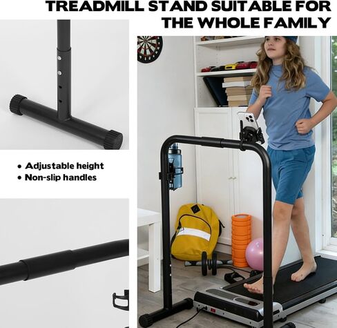 Walking Pad Handle Bar Attachment, Adjustable Treadmill Handrail Stand with Non-Slip Rubber Feet, Easy Assembly Safety Support for Under Desk Walking Pad, Home Office & Gym Use in Saudi Arabia