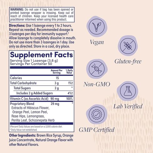 ZAND Immunity Orange C Vitamin C Throat Lozenges 2 Pack - Good-for-You Dry Mouth Lozenges - Immune Support Supplement w/VIT C and 7 Herbs - Soothe a Dry Throat - Natural Flavor, Gluten Free, 50ct ea in Kuwait