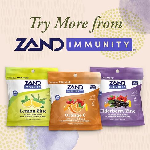 ZAND Immunity Orange C Vitamin C Throat Lozenges 2 Pack - Good-for-You Dry Mouth Lozenges - Immune Support Supplement w/VIT C and 7 Herbs - Soothe a Dry Throat - Natural Flavor, Gluten Free, 50ct ea in Kuwait