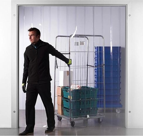 ستارة شريطية شفافة من PVC للجراج والمستودعات، ستارة باب معزولة حراريًا، شرائط بلاستيكية مقاومة للماء، 90 × 190 سم (35.43 × 74.8 بوصة) - سهلة التركيب، موفرة للطاقة in Kuwait