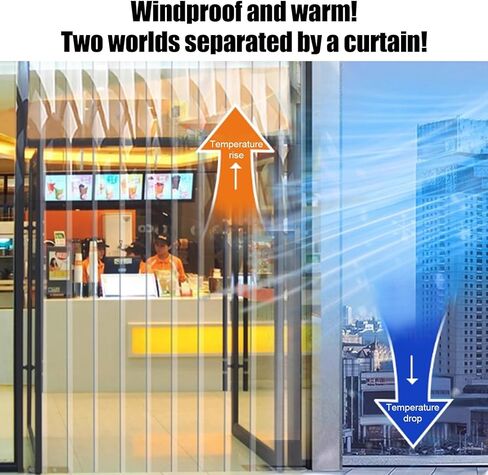 ستارة باب بشريط من الفينيل الصناعي - لفة ستارة عازلة للحرارة من مادة PVC الشفافة لممرات التبريد ومداخل المرآب (W195xH280cm/76.77x110.2in) in Kuwait