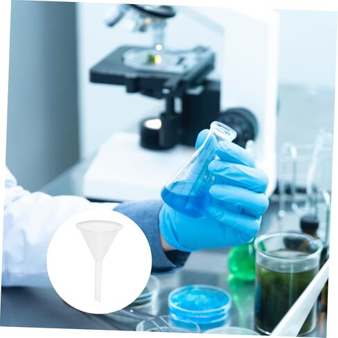 5 قطع من قمع البلاستيك الشفاف للاستخدام المختبري، قمع فلتر متعدد الأغراض لتغيير الزيت وإضافات الغاز وأكثر سهولة في التخزين والعش in Kuwait