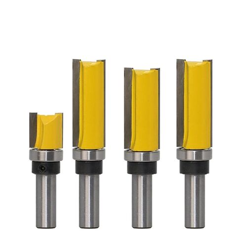 4pcs 12mm Shank Flush Trim Pattern Router Bits Template Hinge Mortising Bit Bearing Straight End Mill Wood Tools in Saudi Arabia