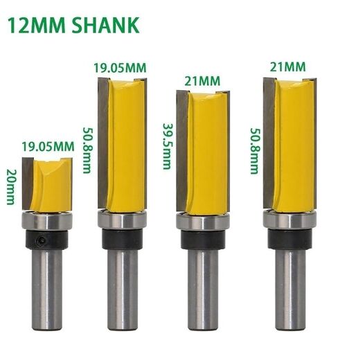 4pcs 12mm Shank Flush Trim Pattern Router Bits Template Hinge Mortising Bit Bearing Straight End Mill Wood Tools in Saudi Arabia