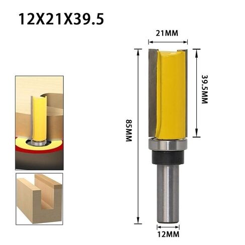 4pcs 12mm Shank Flush Trim Pattern Router Bits Template Hinge Mortising Bit Bearing Straight End Mill Wood Tools in Saudi Arabia