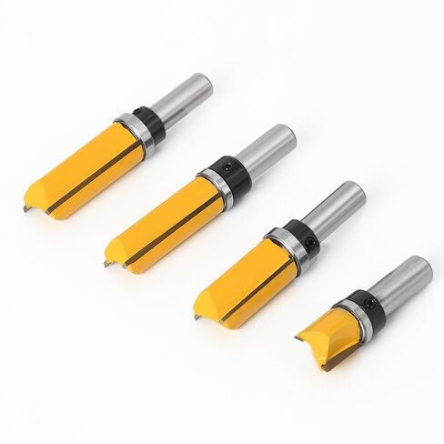 4pcs 12mm Shank Flush Trim Pattern Router Bits Template Hinge Mortising Bit Bearing Straight End Mill Wood Tools in Saudi Arabia