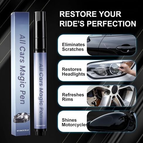 قلم مزيل خدوش السيارة - قلم سحري لجميع السيارات، قلم طلاء مقاوم للطقس للخدوش البسيطة على الطلاء الشفاف، إصلاح سريع، يناسب جميع ألوان المركبات، مناسب للسفر (قطعتان) in Kuwait