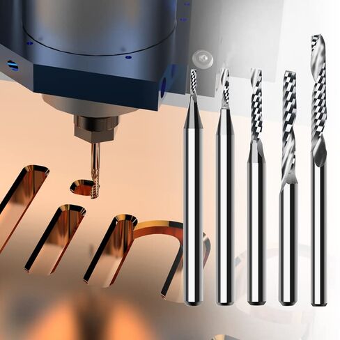 10pcs Solid Carbide CNC Spiral O Single Flute End Mill 3.175mm Router Bit for Aluminum Wood Plastic Brass Copper in Saudi Arabia