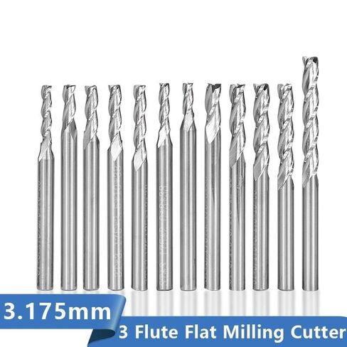 1pcs Tungsten Carbide Flat End Mill Cutter 3.175mm Shank Milling Flute CNC Router Bit Spiral for MDF Acrylic Wood Aluminum Cutting in Saudi Arabia