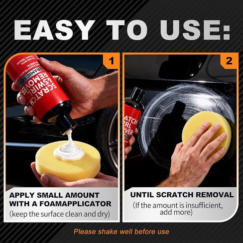 مزيل خدوش السيارة 500 مل للمركبات: ممحاة إصلاح دوامات السيارات وتلميعها مع وسادة عازلة - مجموعة ممحاة الخدش للأكسدة والخدوش الخفيفة وبقع الماء (16.9 أونصة سائلة) in Kuwait