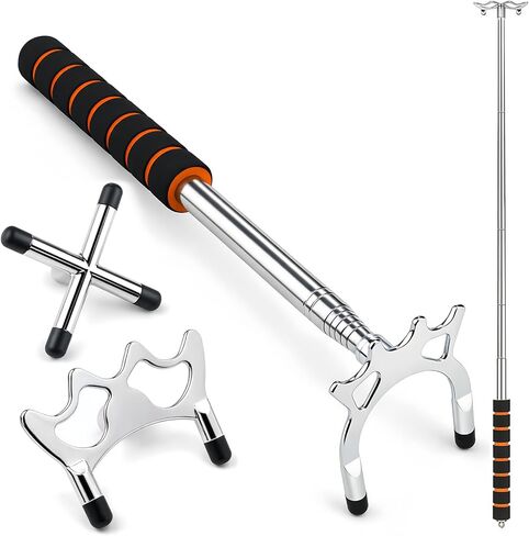 عصا جسر حمام السباحة قابلة للسحب بمقبض EVA باللون الفضي مع 3 رؤوس جسر قابلة للإزالة، صليب مرتفع ومنخفض لزاوية متعددة للقطات طويلة المدى تنكمش إلى 12.8 بوصة ملحق جديلة البلياردو لطاولة البلياردو in Kuwait