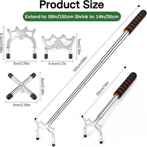 عصا جسر حمام السباحة قابلة للسحب بمقبض EVA باللون الفضي مع 3 رؤوس جسر قابلة للإزالة، صليب مرتفع ومنخفض لزاوية متعددة للقطات طويلة المدى تنكمش إلى 12.8 بوصة ملحق جديلة البلياردو لطاولة البلياردو in Kuwait