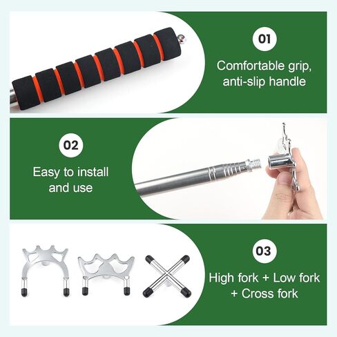 عصا جسر حمام السباحة قابلة للسحب بمقبض EVA باللون الفضي مع 3 رؤوس جسر قابلة للإزالة، صليب مرتفع ومنخفض لزاوية متعددة للقطات طويلة المدى تنكمش إلى 12.8 بوصة ملحق جديلة البلياردو لطاولة البلياردو in Kuwait