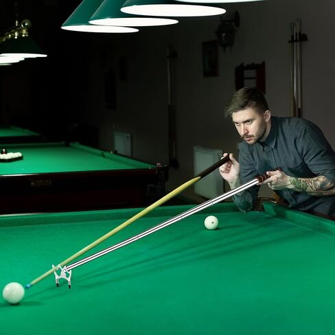 عصا جسر حمام السباحة قابلة للسحب بمقبض EVA باللون الفضي مع 3 رؤوس جسر قابلة للإزالة، صليب مرتفع ومنخفض لزاوية متعددة للقطات طويلة المدى تنكمش إلى 12.8 بوصة ملحق جديلة البلياردو لطاولة البلياردو in Kuwait