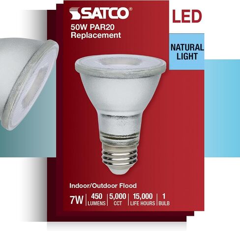 Satco S11496 7 Watt Econo LED PAR20; 5000K; 35 Degree Beam Angle; Medium Base; 120-277 Volt; Silver Finish in Saudi Arabia