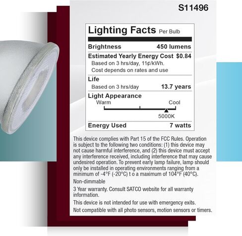 Satco S11496 7 Watt Econo LED PAR20; 5000K; 35 Degree Beam Angle; Medium Base; 120-277 Volt; Silver Finish in Saudi Arabia