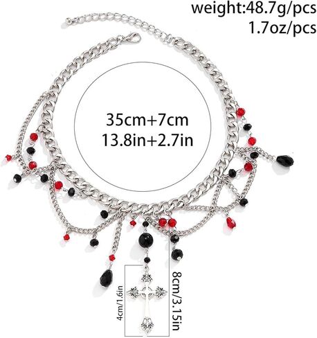 Gothic Silver Cross Necklaces for Women Men Faith Safety Pin Sparkly Double Cross Pendant Necklace Christian Necklace Silver Jewelry in Saudi Arabia