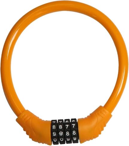 قفل سلسلة للدراجة الجبلية مضاد للسرقة، قفل سلسلة مدمج، قفل سلك فولاذي، ملحقات الدراجة. (برتقالي) in Kuwait