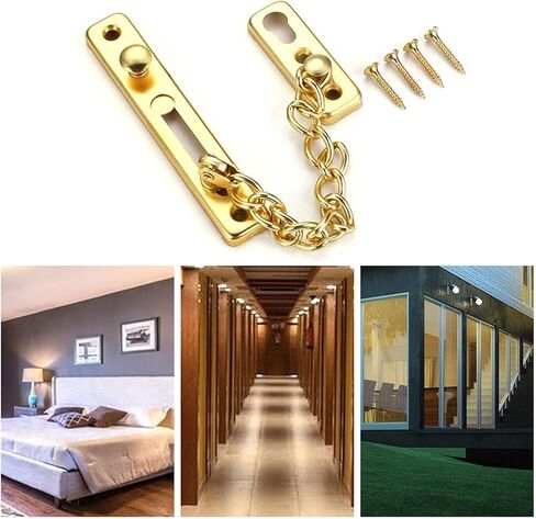 قفل سلسلة من الفولاذ المقاوم للصدأ مضاد للسرقة، سلسلة باب لغرفة النوم، قفل باب أمان، قفل باب الفندق، مع مشبك لولبي، مسمار باب أمان in Kuwait