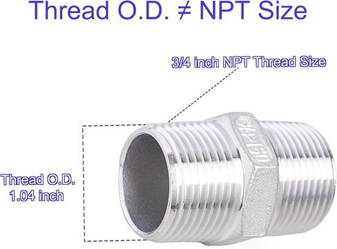3/4 "NPT ذكر إلى 3/4" NPT ذكر الحلمة، 304 الفولاذ المقاوم للصدأ عرافة الحلمة الأنابيب المناسب للغاز، دش، خط المياه، حزمة من 4 in Kuwait