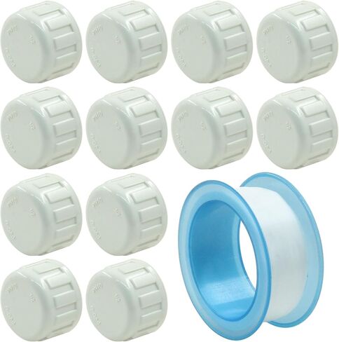 Hitefu 12 قطعة غطاء رش PVC ملولب 1/2 بوصة مع شريط إغلاق، قابس نهاية أنبوب PVC أنثى بيضاء، أغطية خرطوم حديقة 1/2 بوصة لأنابيب 0.5 بوصة in Saudi Arabia