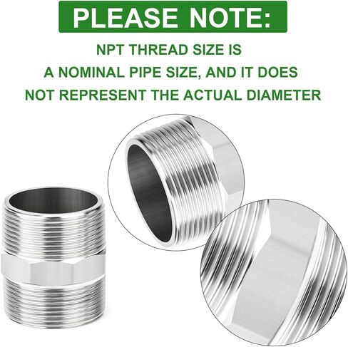 TAISHER 5PCS 304 Stainless Steel New Hex Nipple, 1/2" NPT Male x 1/2" NPT Male, Pipe Adapter Fitting in Saudi Arabia