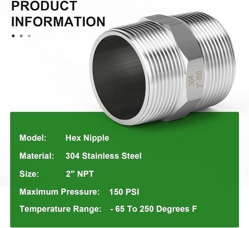 TAISHER 5PCS 304 Stainless Steel New Hex Nipple, 1/2" NPT Male x 1/2" NPT Male, Pipe Adapter Fitting in Saudi Arabia