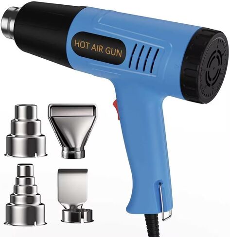 طقم مسدس حراري 572 و1112 درجة فهرنهايت للتحكم في درجة الحرارة المتغيرة، 4 فوهات للخدمة الشاقة، تسخين سريع، حماية من التحميل الزائد لمسدس الهواء الساخن، من أجل الصياغة، أنابيب الانكماش، غلاف الفينيل، غلاف الانكماش، سلك طاقة بطول 5 أقدام in Kuwait