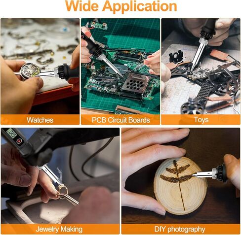 طقم مكواة لحام 80 واط LCD درجة حرارة قابلة للتعديل 180-520 درجة مئوية طقم لحام إلكترونيات 13 في 1 أدوات لحام مع مفتاح تشغيل/إيقاف، سلك لحام، تدفق، 5 أطراف لحام، مضخة إزالة اللحام، حامل، ملاقط in Kuwait