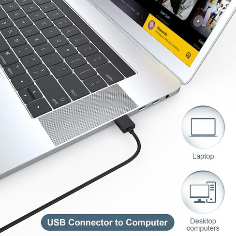 كابل USB بديل بطول 6.6 قدم متوافق مع ميكروفونات Shure MV5 وMV51 وMV88 وMV5C وMV7 - سلك شحن ونقل بيانات متين لميكروفونات Shure USB الرقمية in Saudi Arabia
