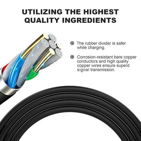 كابل USB بديل بطول 6.6 قدم متوافق مع ميكروفونات Shure MV5 وMV51 وMV88 وMV5C وMV7 - سلك شحن ونقل بيانات متين لميكروفونات Shure USB الرقمية in Saudi Arabia
