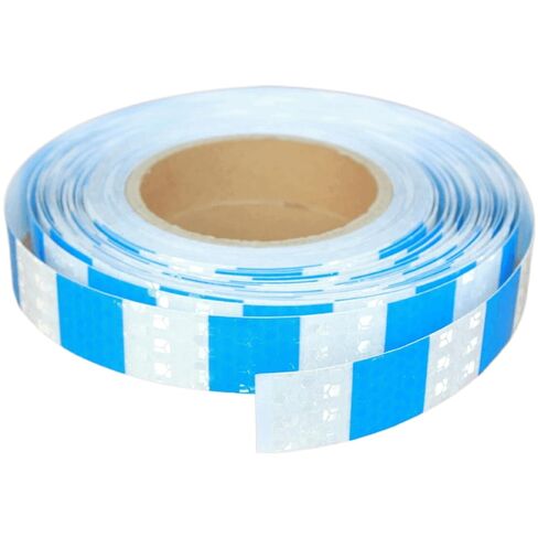 Blue White Reflective Tape Outdoor Waterproof 1 inch Wide for Cars, High Visibility Safety Warning Reflector Sticker Strips (68 feet) in Kuwait