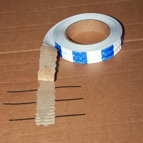 Blue White Reflective Tape Outdoor Waterproof 1 inch Wide for Cars, High Visibility Safety Warning Reflector Sticker Strips (68 feet) in Kuwait